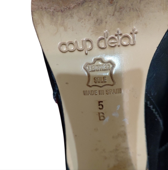 COUP D’ETAT Black Leather And Suede High Heeled Boots Size 5 - Picture 4 of 10